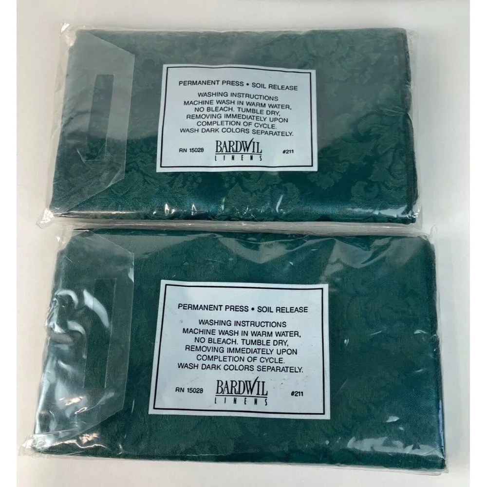 8-Vintage Sears Green Floral Dinner Napkins Soil Release Perm Press